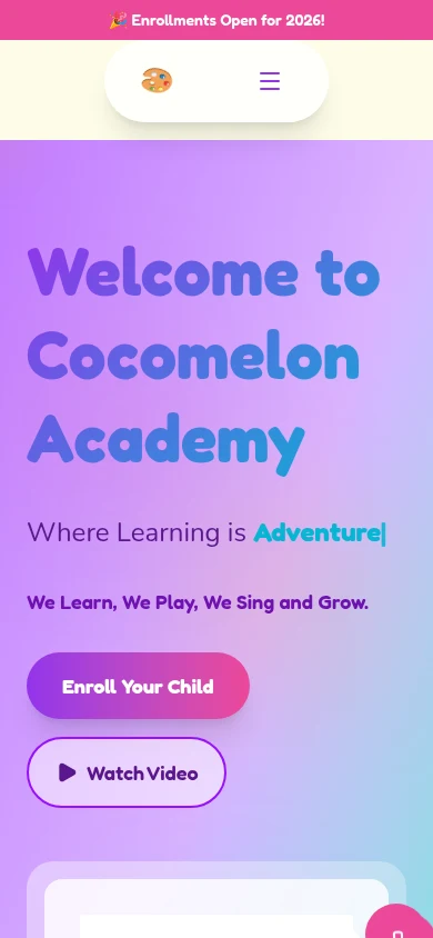 Cocomelon Academy website on mobile